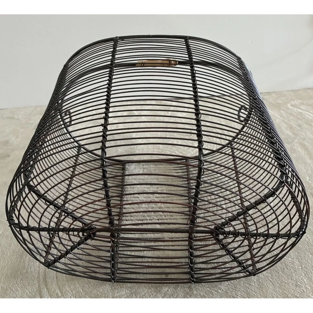 Basket Wire Dark Metal Woven Handle Rustic Decor Storage Farmhouse 18x13x9